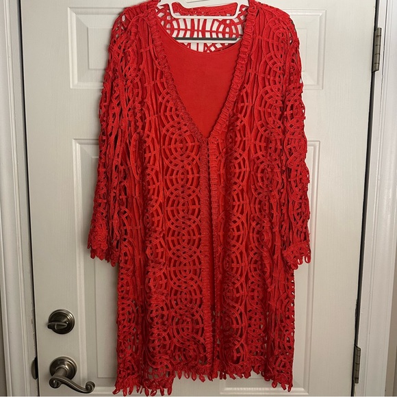 Chico's Travelers Soutache Cardigan Jacket Island Coral XL - Picture 2 of 12
